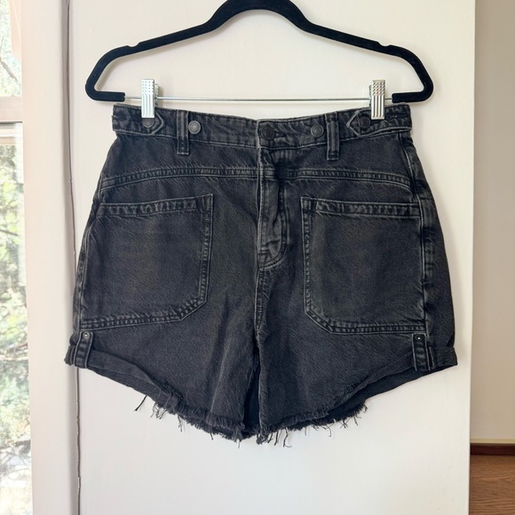 New Free People We The Free Palmer Shorts Denim Jean Slouchy Baggy in Black 27 - Picture 6 of 10